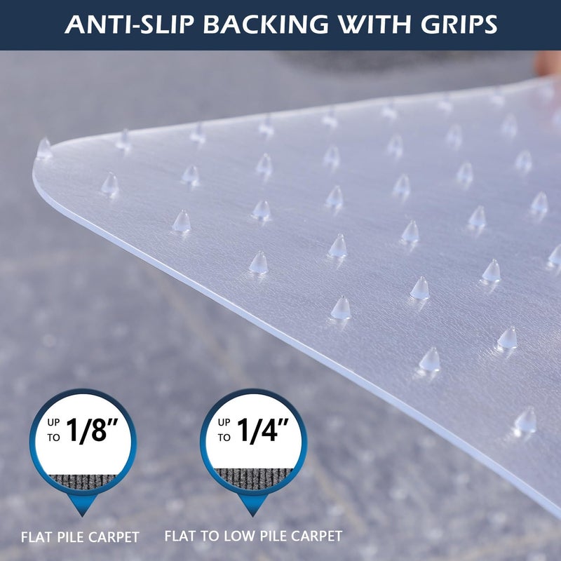 SALLOUS Chair Mat for Carpet, 46" x 60" Office Chair Mat for Carpeted Floors, Heavy Duty Vinyl Floor Mat with Grips, Floor Protector Computer Desk Mat for Home Office (Clear, Rectangular) - Image 3